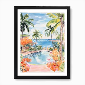 Four Seasons Resort Hualalai   Kailua Kona, Hawaii   Resort Storybook Illustration 3 Art Print