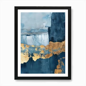 Abstract In Blue And Gold 2 Art Print