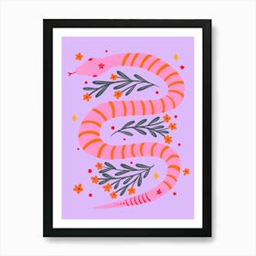 Modern Snake Pink And Orange Art Print