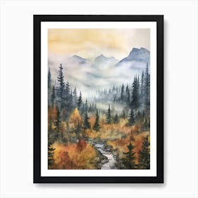 Autumn Forest Landscape Banff National Park Canada 2 Art Print
