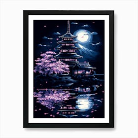 Pagoda At Night Art Print