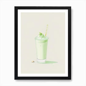 Pistachio Milkshake Dairy Food Minimal Line Drawing 3 Art Print