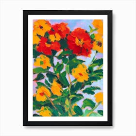 Goldenrod Floral Print Abstract Block Colour 1 Flower Art Print