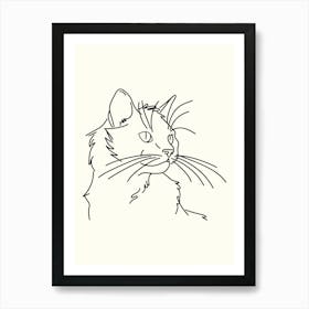 Kitty Cat Monoline Hand Drawing Aesthetic Illustration Art Print