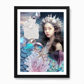 Princess Mermaid Modern Collage Art Print