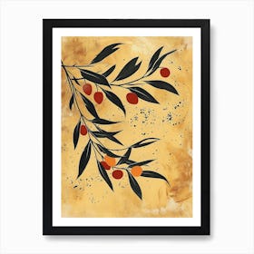 Olive Branch Olive Oil Illustration 2 Art Print