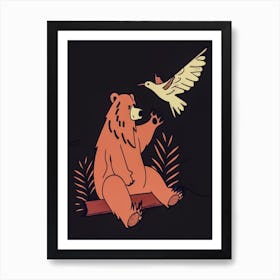 Bear And Hummingbird Art Print