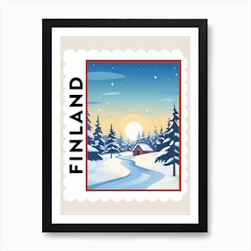 Retro Winter Stamp Poster Lapland Finland 5 Art Print