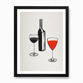 Garganega Picasso Line Drawing Cocktail Poster Art Print