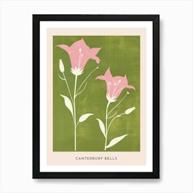 Pink & Green Canterbury Bells 3 Flower Poster Art Print