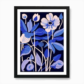 Blue Flower Illustration Columbine 4 Art Print