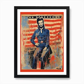 Expressionism Cowgirl Red And Blue 6 Art Print