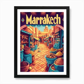 Aihrgdesign A 1970s Inspired Travel Poster For Marrakech 1 Art Print