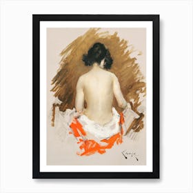 Naked Japanese Woman With A Kimono, William Merritt Chase Art Print