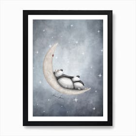 Good Night Panda On The Moon Art Print