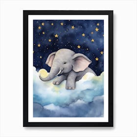 Baby Elephant 7 Sleeping In The Clouds Art Print