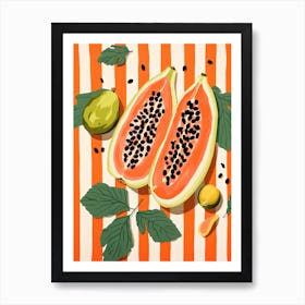 Papaya Fruit Summer Illustration 5 Art Print