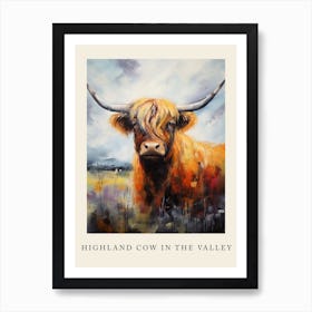 Impressionism Style Painting Of Highland Cow In The Valley 2 Art Print