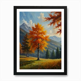 Autumn Trees In The Mountains Art Print