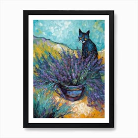 Still Life Of Heather With A Cat 2 Art Print