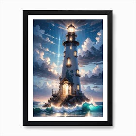 A Lighthouse In The Middle Of The Ocean 31 Art Print