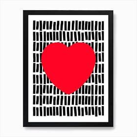 Red Heart On A Black and White Background Art Print