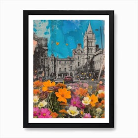 Dublin   Floral Retro Collage Style 2 Art Print