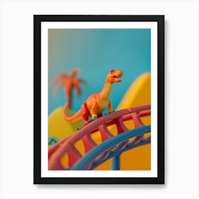 Pastel Toy Dinosaur On A Rollercoaster 2 Art Print