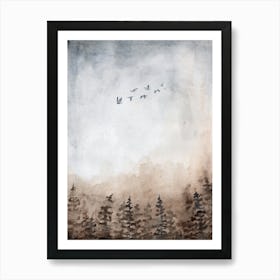 Birds In Flight Watercolor Art Print