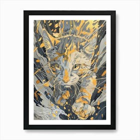 Cat Precisionist Illustration 4 Art Print