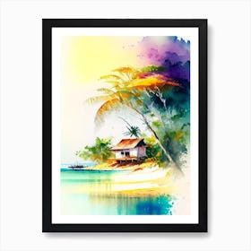 Pemba Island Tanzania Watercolour Pastel Tropical Destination Art Print