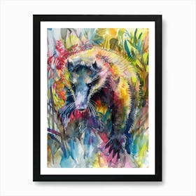 Anteater Colourful Watercolour 1 Art Print