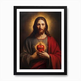 Sacred Heart Of Jesus, Oil On Canvas Portuguese School, 19th Century 013 Art Print