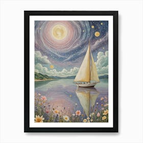 Cosmic Sailboat 1 Art Print