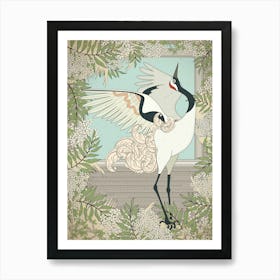 Graceful Dancing Crane Art Print