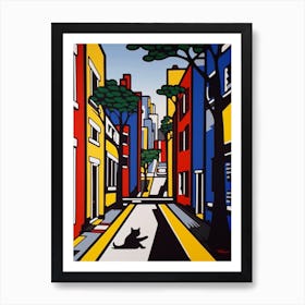 Painting Of Sydney With A Cat In The Style Of Pop Art, Illustration Style 1 Art Print