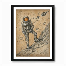 Astronaut In Space Art Print