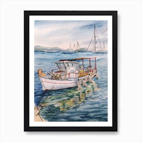 Greece Fishing Boat Art Print