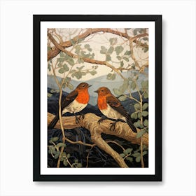 Art Nouveau Birds Poster European Robin 3 Art Print