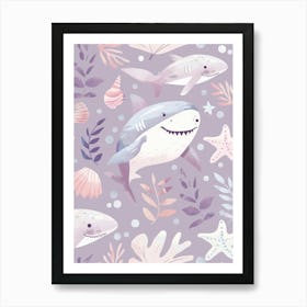 Purple Cookiecutter Shark Illustration 2 Art Print