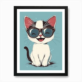 Cute Cat In Sunglasses 3 Art Print