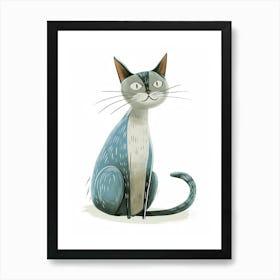 Colorpoint Shorthair Cat Clipart Illustration 1 Art Print