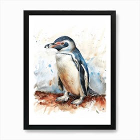 Humboldt Penguin Dunedin Taiaroa Head Watercolour Painting 1 Art Print