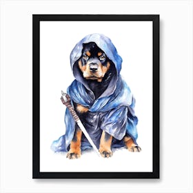 Rottweiler Dog As A Jedi 4 Art Print