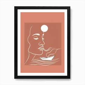 Woman In A Boat Art Print