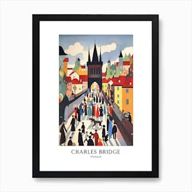 Charles Bridge Prague Colourful 2 Travel Poster Art Print