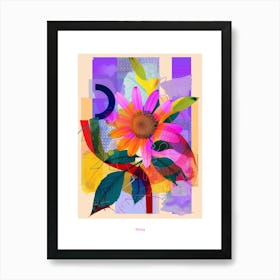 Daisy 2 Neon Flower Collage Poster Art Print