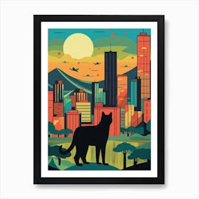 Sao Paulo, Brazil Skyline With A Cat 1 Art Print