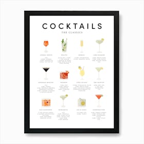 Classic Cocktail Guide Art Print
