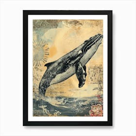 Vintage Whale Kitsch Collage 1 Art Print